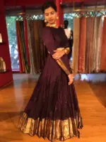 Coffee Brown Silk Lehenga (Set of 2) - Image 5