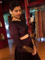 Coffee Brown Silk Lehenga (Set of 2) - Image 3