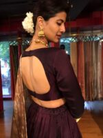 Coffee Brown Silk Lehenga with Tissue Silk Dupatta (Set of 3) - Image 4