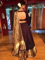 Coffee Brown Silk Lehenga with Tissue Silk Dupatta (Set of 3) - Image 5