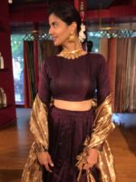 Coffee Brown Silk Lehenga with Tissue Silk Dupatta (Set of 3)