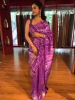 Purple Banarasi Muga Silk Saree - Image 4