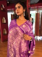 Purple Banarasi Muga Silk Saree - Image 5
