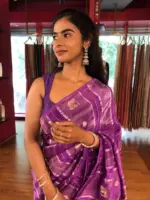 Purple Banarasi Muga Silk Saree