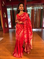 Red Banarasi Muga Silk Saree - Image 2