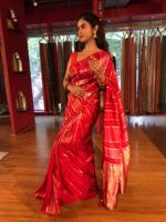 Red Banarasi Muga Silk Saree - Image 4