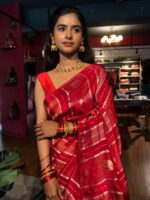 Red Banarasi Muga Silk Saree - Image 5