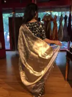 Metallic Gold Tissue Silk Saree woven with Beautiful Gold Zari Buttis - Image 5