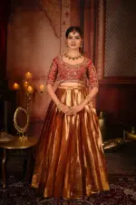 Maroon Embroidered Silk Half Saree Set Of 2 - Image 3
