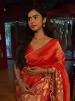 Red Embroidered Banarasi Silk Saree