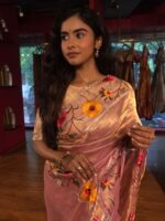 Lavender Embroidered Banarasi Silk Saree