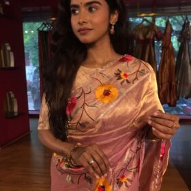 Lavender Embroidered Banarasi Silk Saree