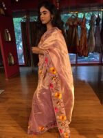 Lavender Embroidered Banarasi Silk Saree - Image 5