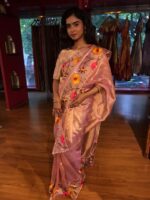 Lavender Embroidered Banarasi Silk Saree - Image 6