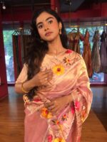 Lavender Embroidered Banarasi Silk Saree - Image 3