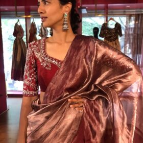 Deep Maroon Tissue Silk Saree