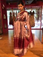 Deep Maroon Tissue Silk Saree - Image 7
