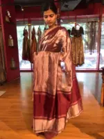 Deep Maroon Tissue Silk Saree - Image 7