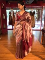 Deep Maroon Tissue Silk Saree - Image 3