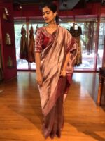 Deep Maroon Tissue Silk Saree - Image 6