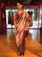 Deep Maroon Tissue Silk Saree - Image 6