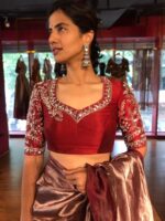 Maroon Embroidered Silk Blouse