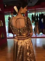 Brown Embroidered Silk Lehenga Set of 2 - Image 3
