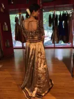Brown Embroidered Silk Lehenga Set of 2 - Image 5