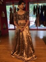 Brown Embroidered Silk Lehenga Set of 2 - Image 4