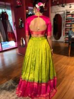 Green Handwoven Silk Lehenga Set of 2 - Image 5