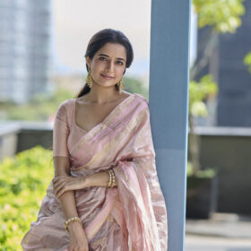 Onion Pink Traditional Tissue Lehenga Set Of 3