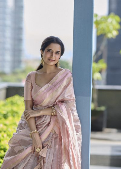 Onion Pink Traditional Tissue Lehenga Set Of 3