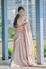Onion Pink Traditional Tissue Lehenga Set Of 3 - Image 2