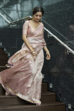 Onion Pink Traditional Tissue Lehenga Set Of 3 - Image 7