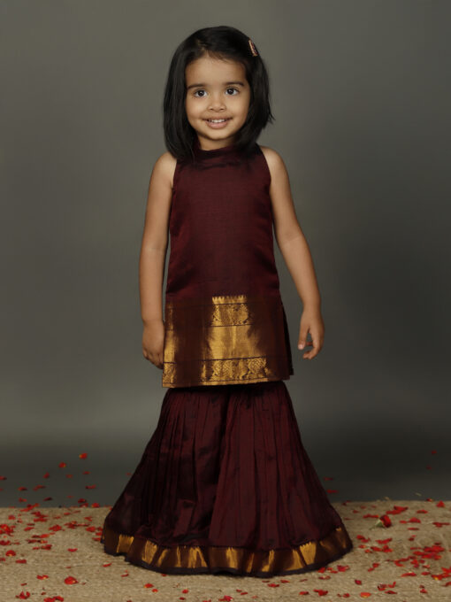 Coffee Brown Sharara Set for Girl - Image 1