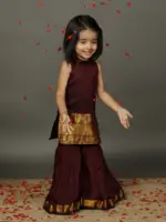 Coffee Brown Sharara Set for Girl - Image 4