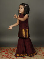 Coffee Brown Sharara Set for Girl - Image 3