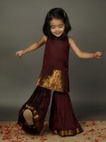 Coffee Brown Sharara Set for Girl - Image 2