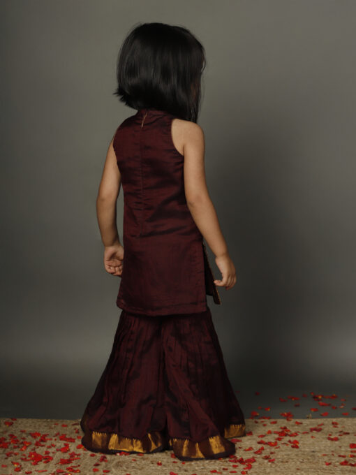 Coffee Brown Sharara Set for Girl - Image 5