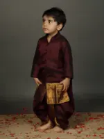 Brown Silk Long Kurta With Silk Dhoti Pants - Image 2