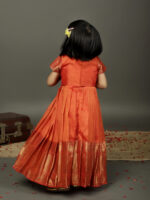 Orange Hanwoven Silk Top With Orange Silk Lehenga - Image 4