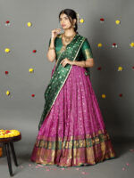 Magenta Silk Lehenga With Tissue Silk Dupatta Set of 3