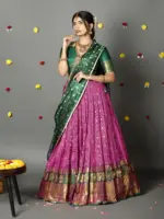 Magenta Silk Lehenga With Tissue Silk Dupatta Set of 3