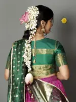 Magenta Silk Lehenga With Tissue Silk Dupatta Set of 3 - Image 4