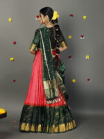 Green Silk Lehenga With Tissue Silk Dupatta Set of 3 - Image 5