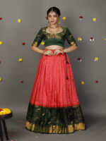 Green Silk Lehenga Set of 2