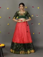 Green Silk Lehenga Set of 2 - Image 10