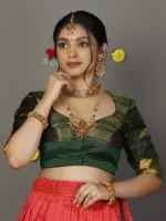 Green Silk Lehenga Set of 2 - Image 9
