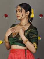 Green Silk Lehenga Set of 2 - Image 6