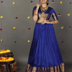 Royal Blue Silk Lehenga Set of 2